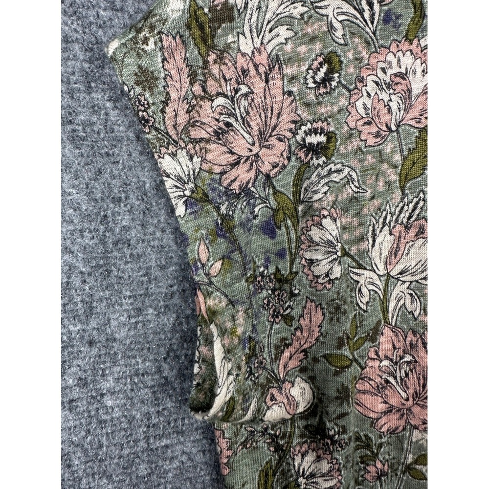 Joie Floral Linen Cap Sleeve Top Green Pink White Casual Women's Small Coastal - Picture 6 of 9